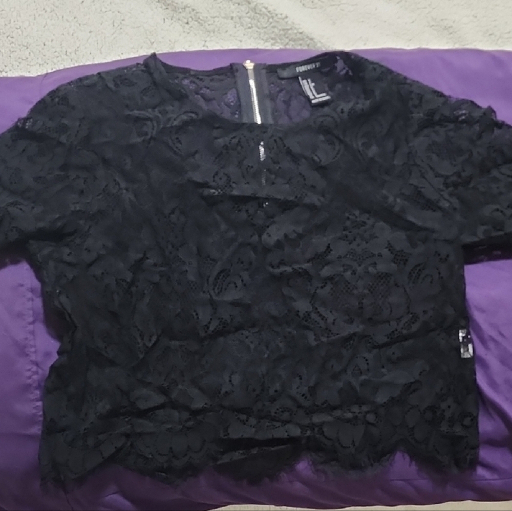 Forever 21 Black Floral Lace Top